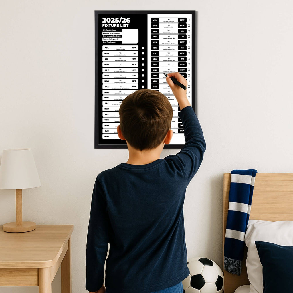 Premier League Clubs - 2025/26 Football Fixture Poster - A3 Size (29.7x42cm)