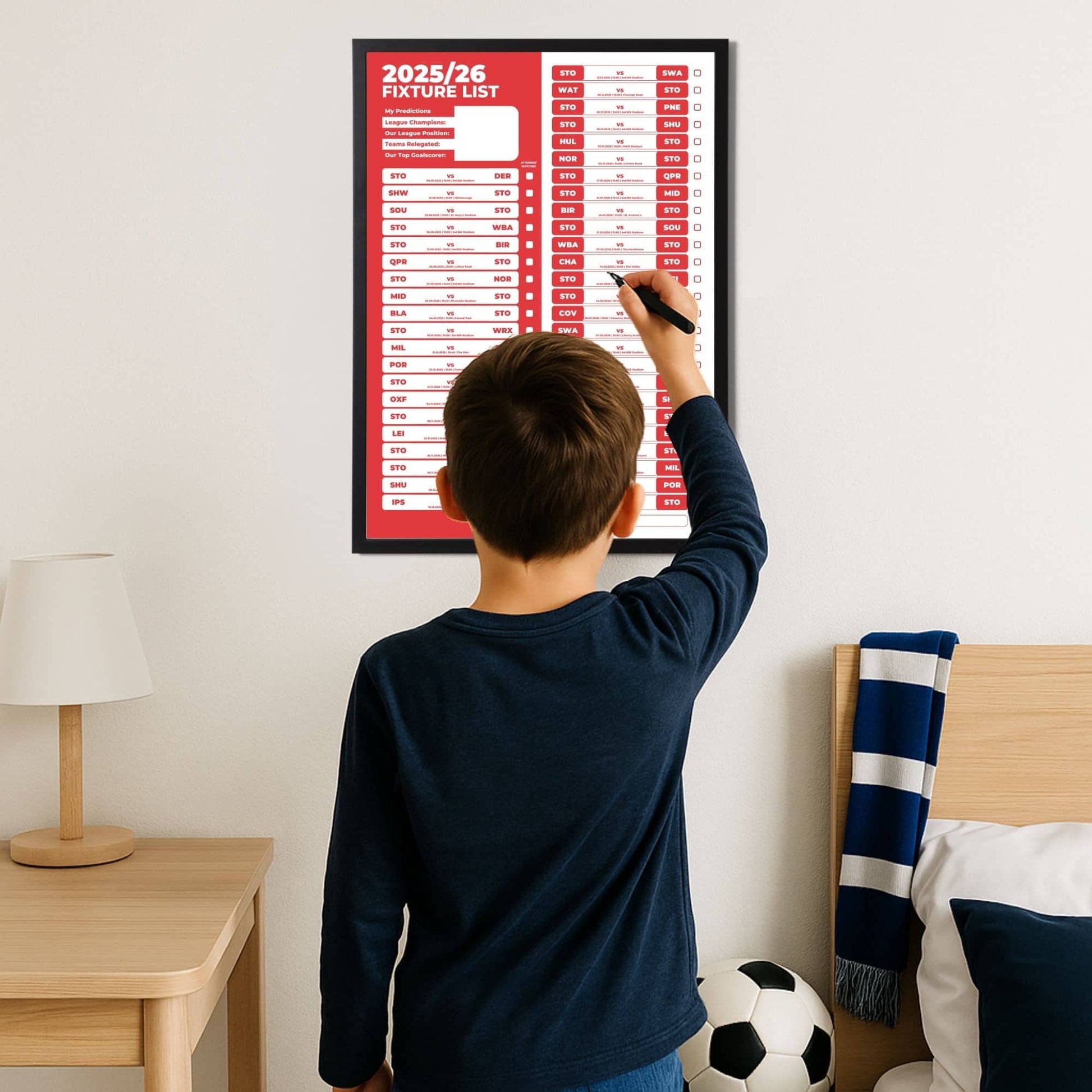 Championship Clubs - 2025/26 Football Fixture Poster - A3 Size (29.7x42cm)