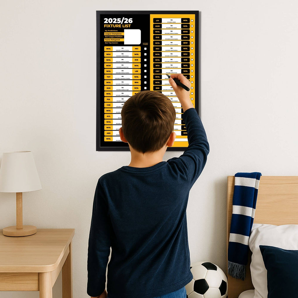 Premier League Clubs - 2025/26 Football Fixture Poster - A3 Size (29.7x42cm)