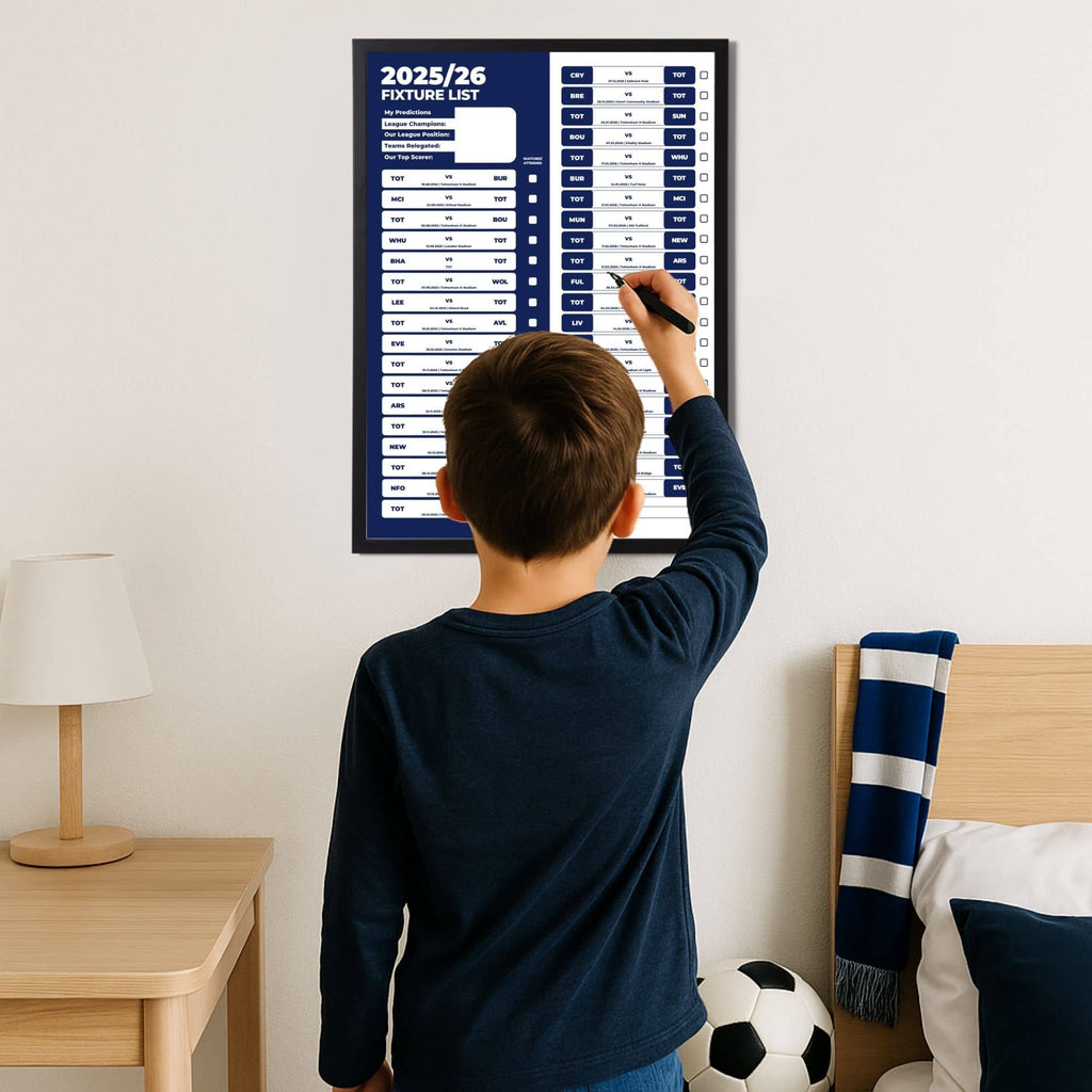 Premier League Clubs - 2025/26 Football Fixture Poster - A3 Size (29.7x42cm)