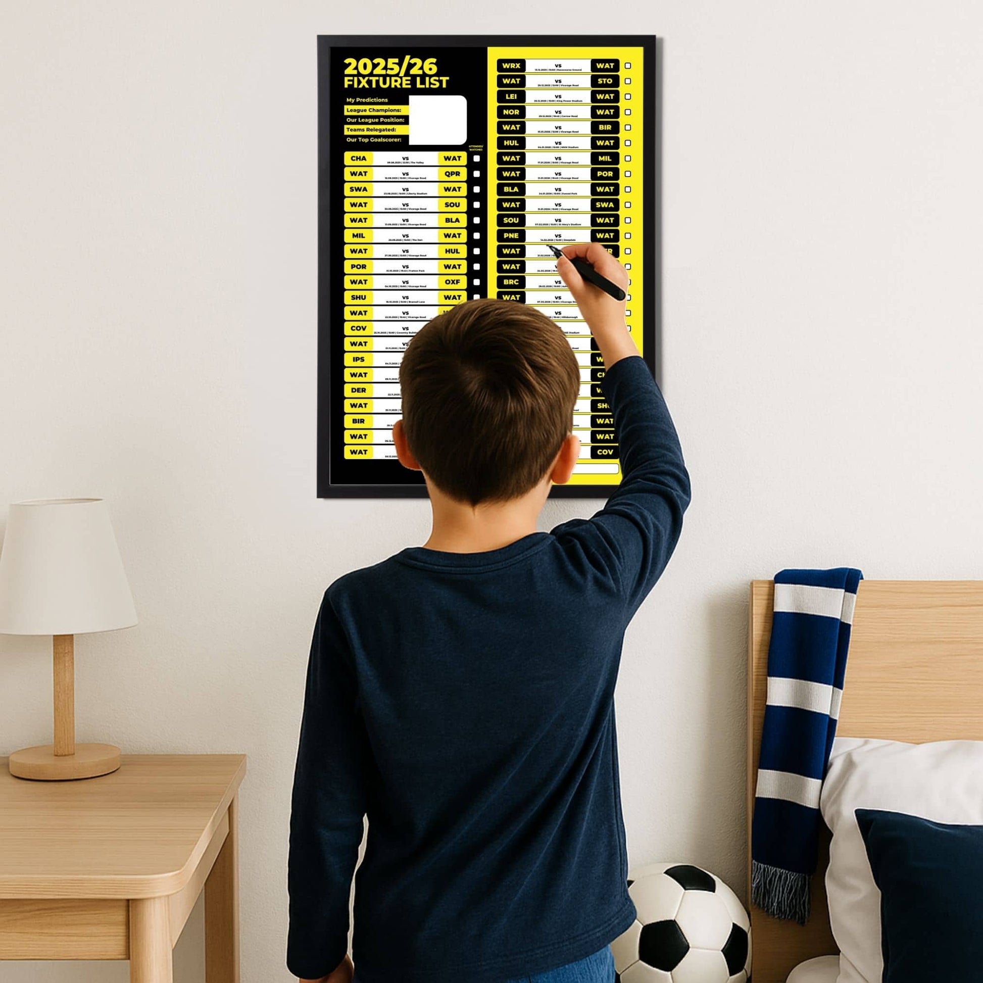 Championship Clubs - 2025/26 Football Fixture Poster - A3 Size (29.7x42cm)