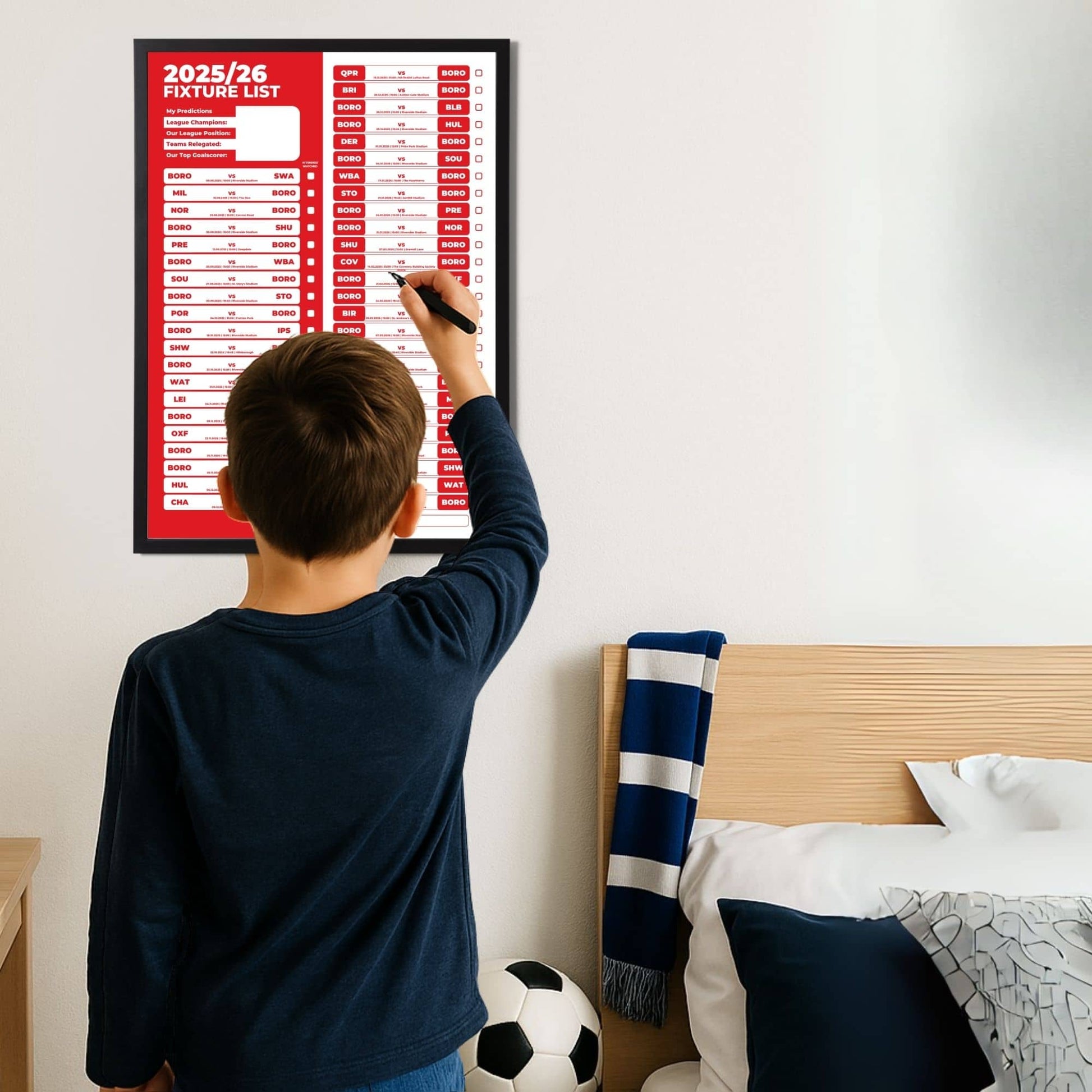 Championship Clubs - 2025/26 Football Fixture Poster - A3 Size (29.7x42cm)