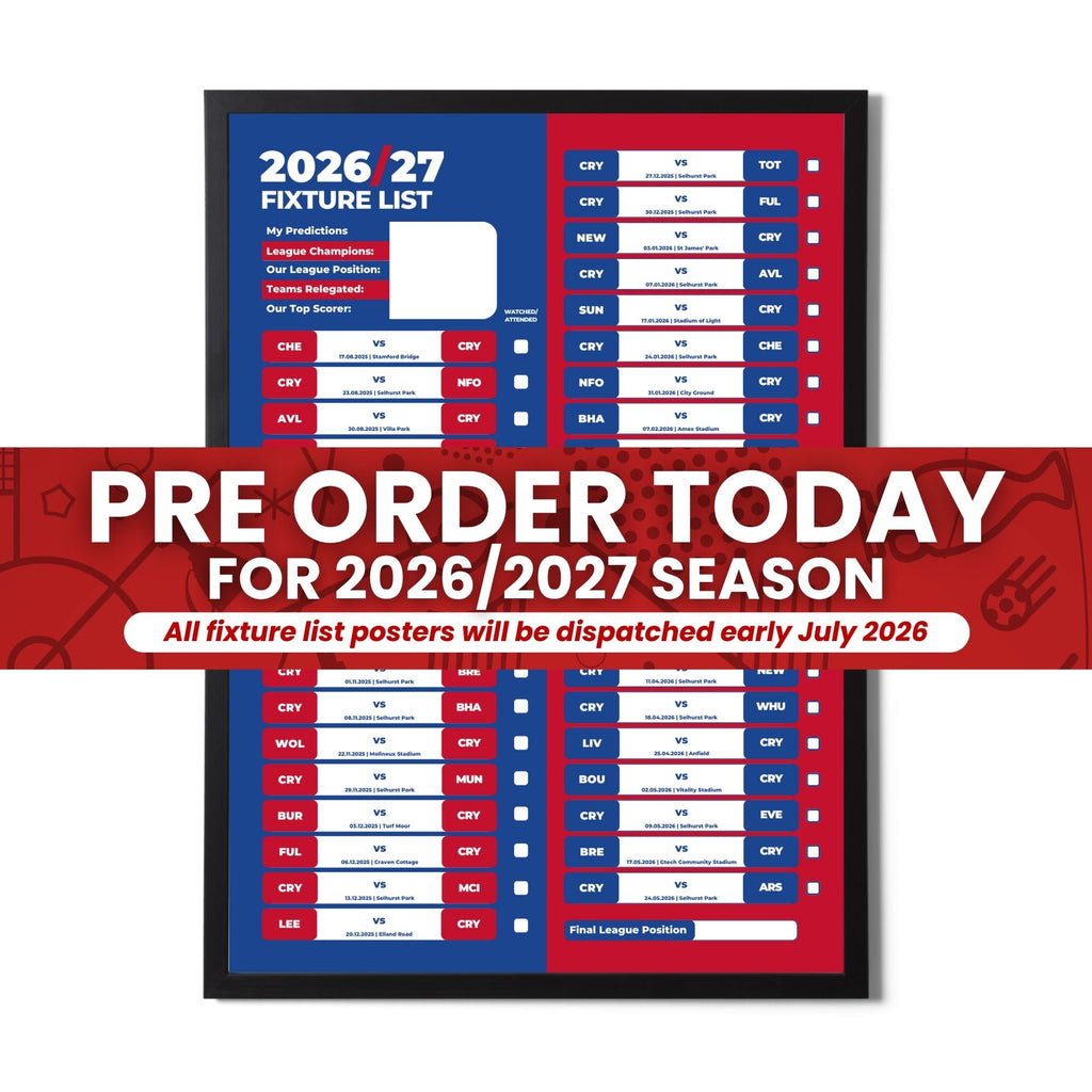 Pre Order Premier League Clubs - 2026/27 Fixture Poster