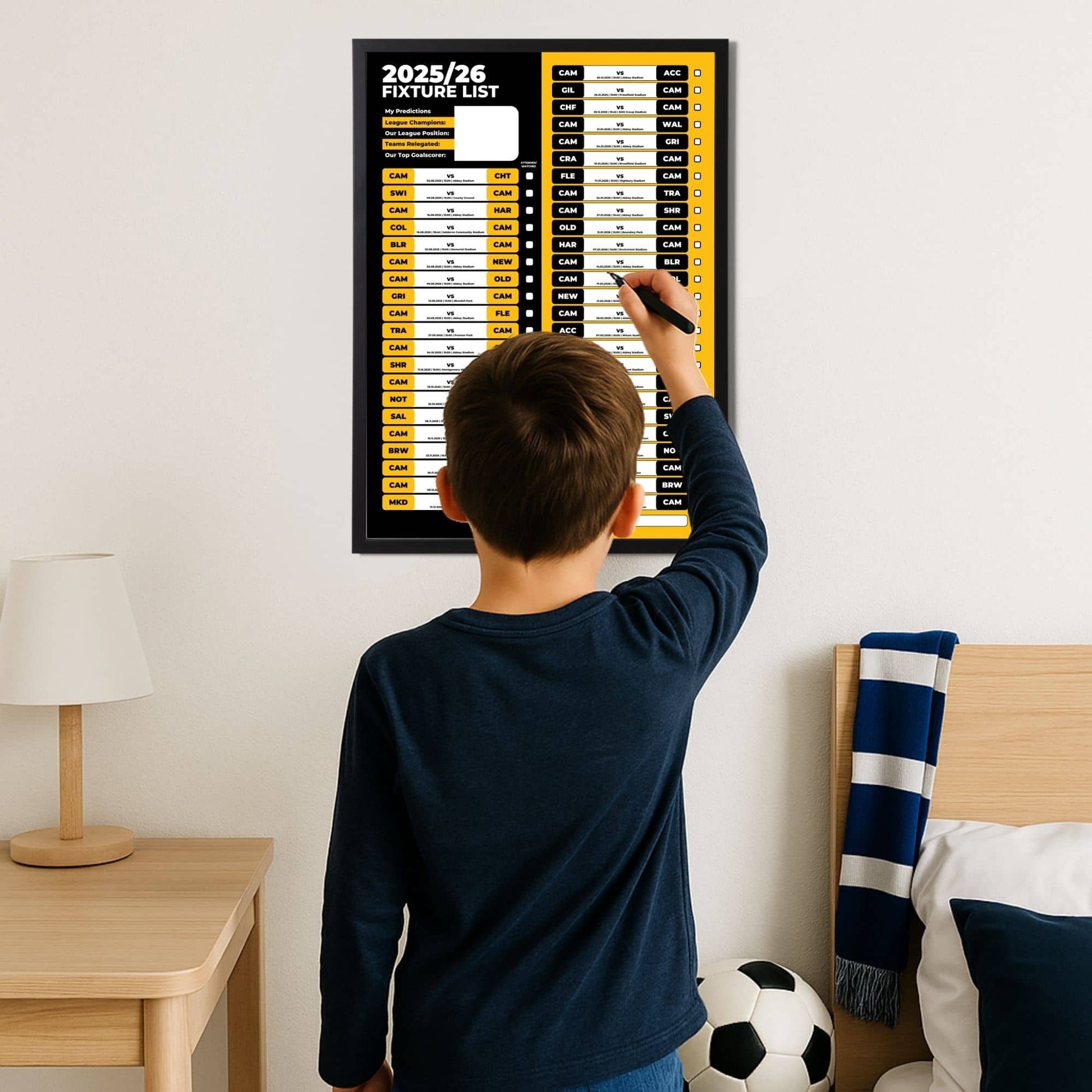 League 2 Clubs - 2025/26 Football Fixture Poster - A3 Size (29.7x42cm)