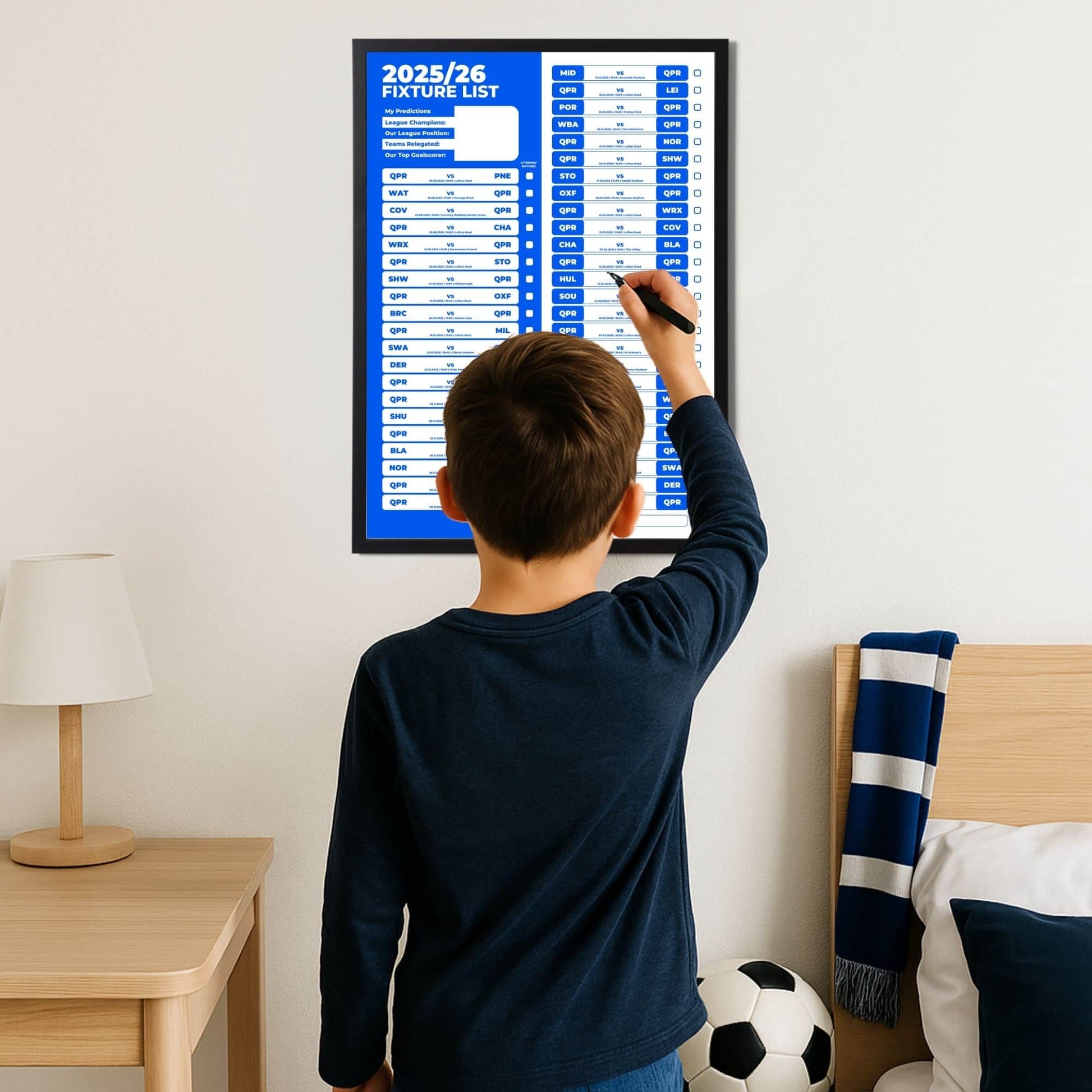 Championship Clubs - 2025/26 Football Fixture Poster - A3 Size (29.7x42cm)