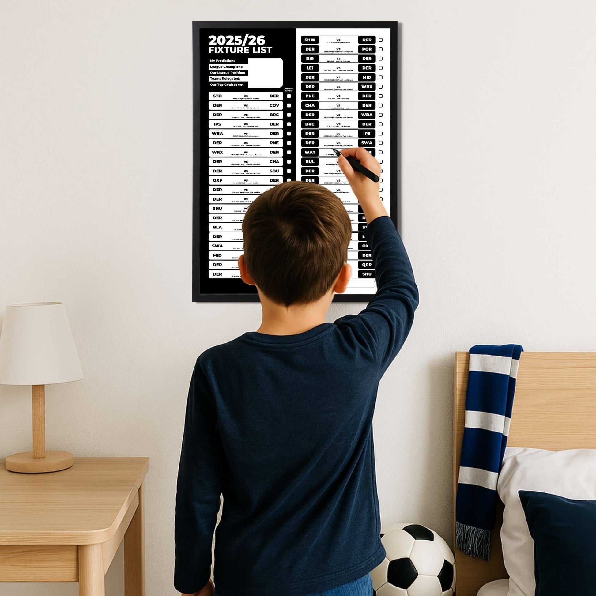 Championship Clubs - 2025/26 Football Fixture Poster - A3 Size (29.7x42cm)