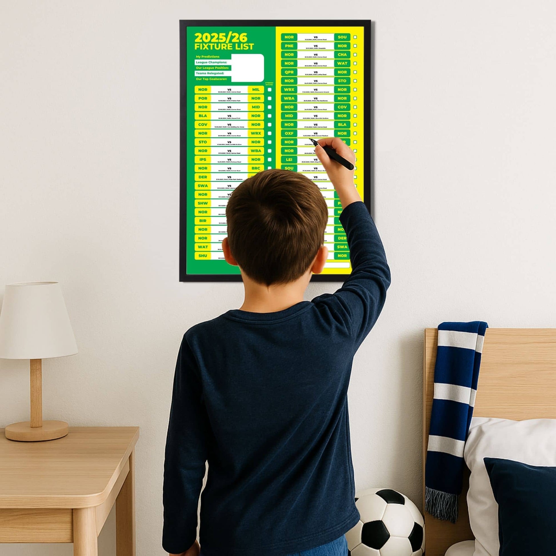 Championship Clubs - 2025/26 Football Fixture Poster - A3 Size (29.7x42cm)