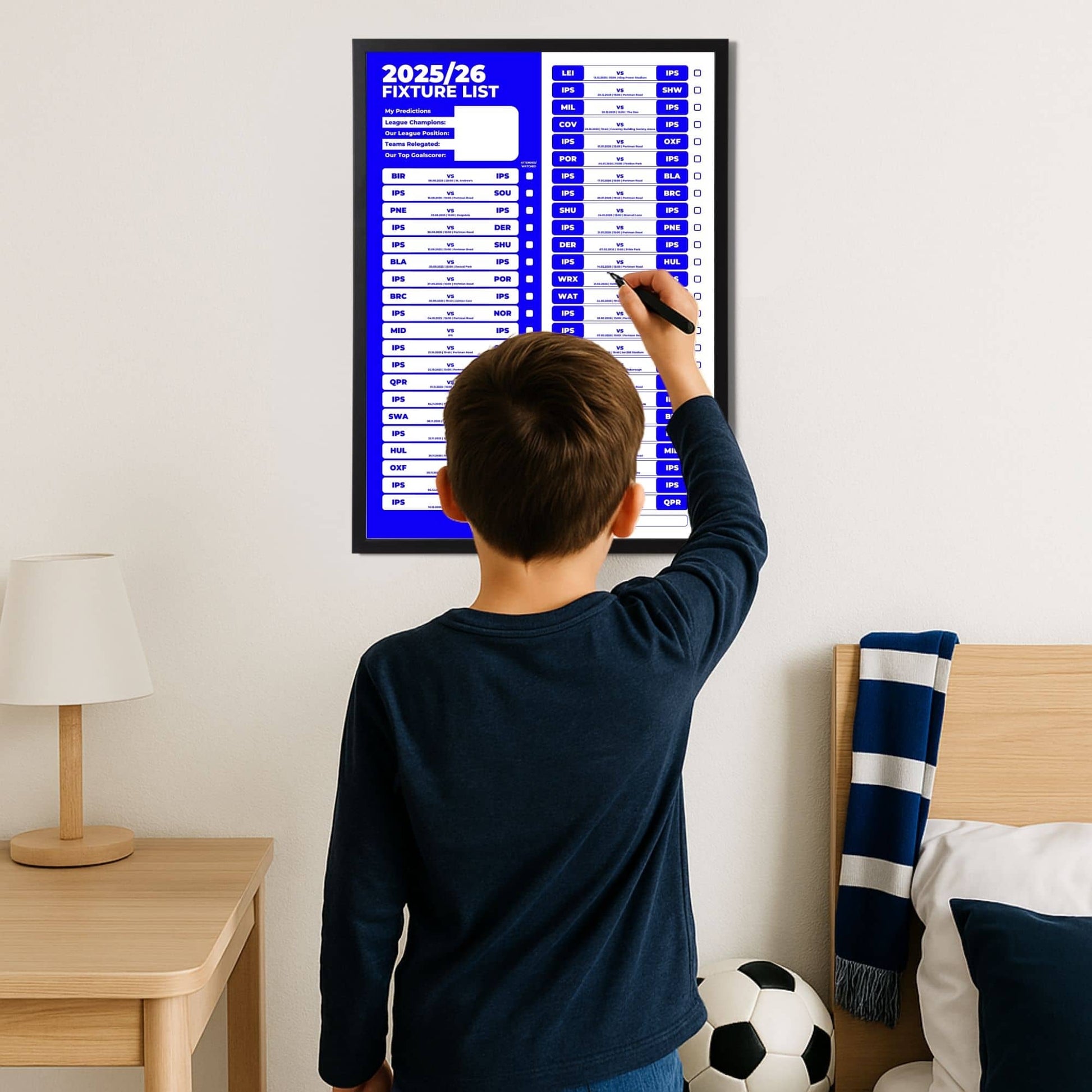 Championship Clubs - 2025/26 Football Fixture Poster - A3 Size (29.7x42cm)